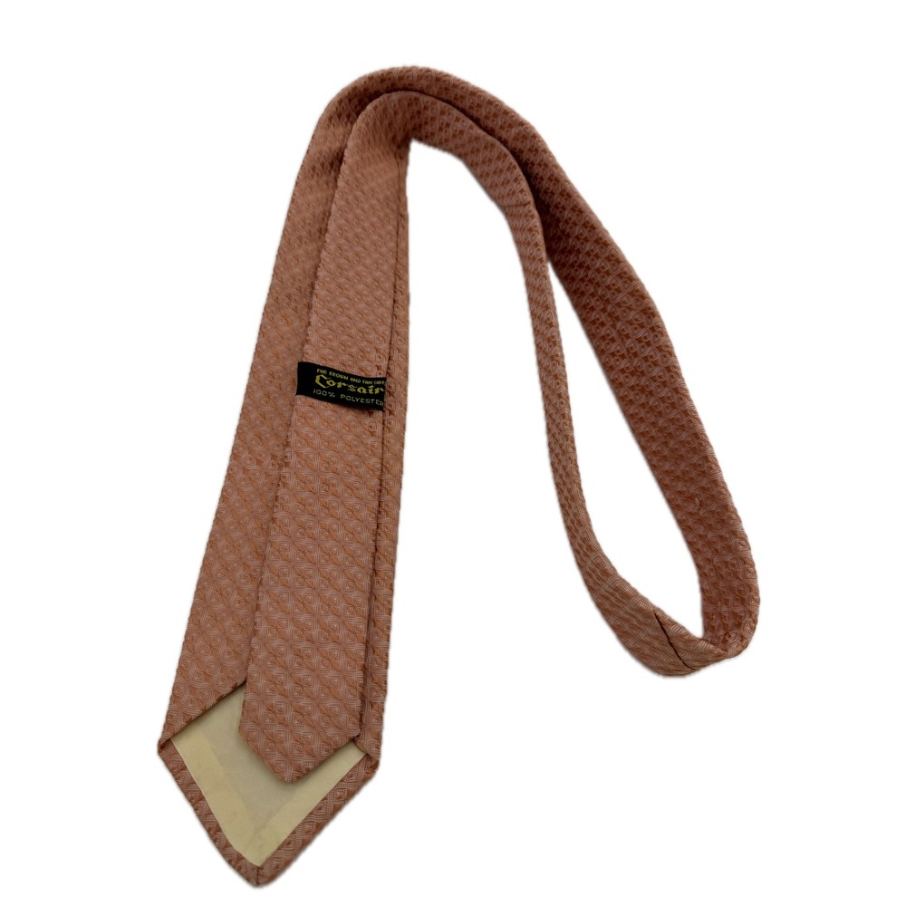 Corsair Mens Burnt Orange Geometric Diamond Pattern Polyester Necktie Classic - Picture 3 of 3
